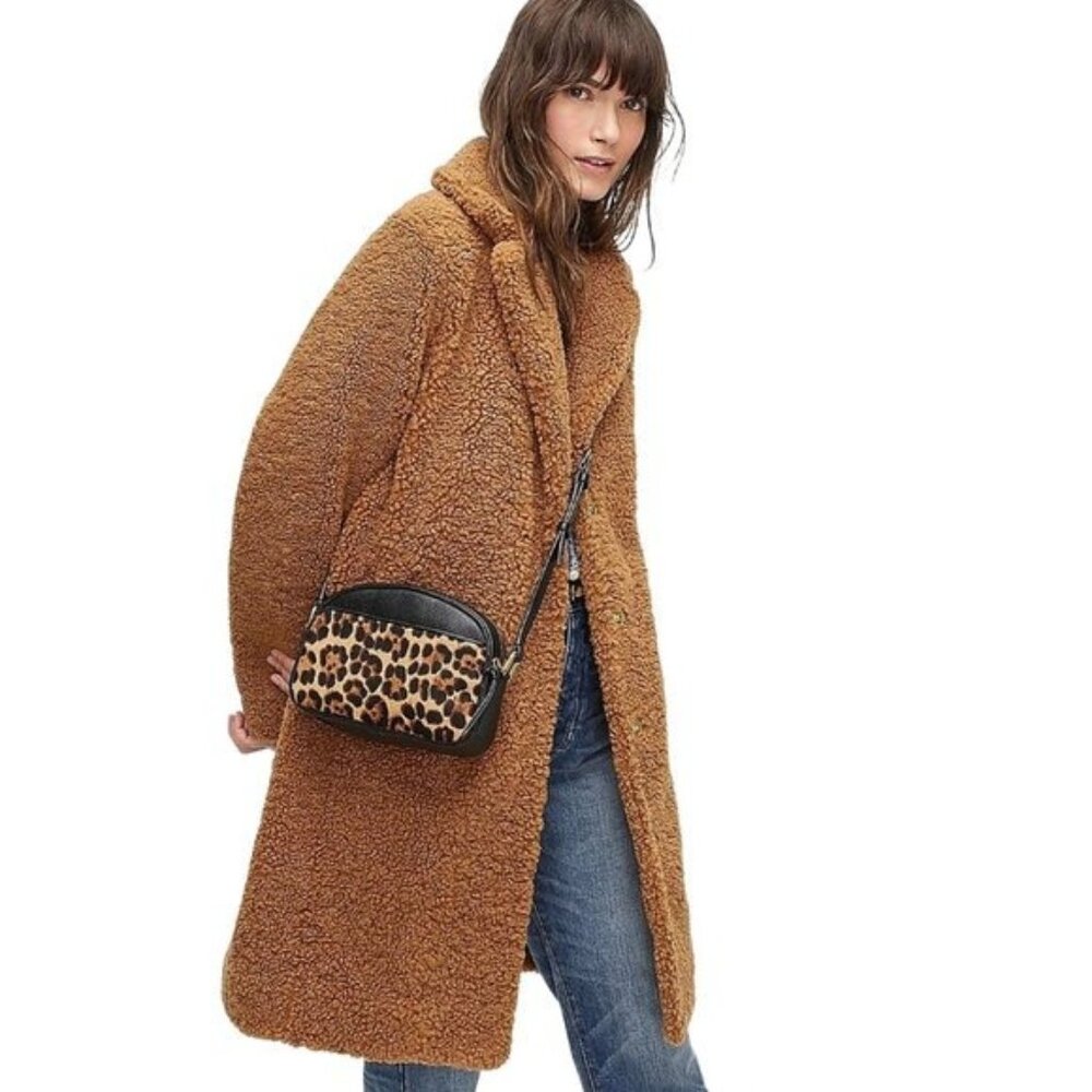 J. Crew Teddy Sherpa Topcoat in Warm Brandy Size Small